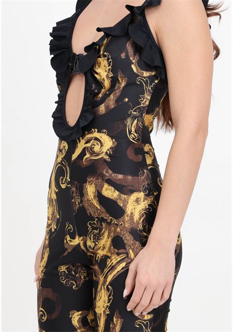 Black and gold watercolor couture women's jumpsuit VERSACE JEANS COUTURE | 76HAN001JS292G89